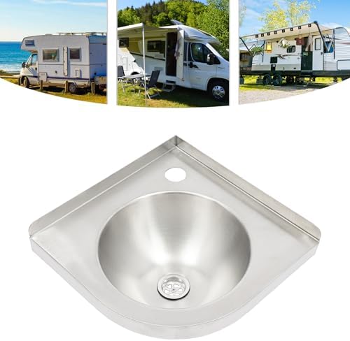 Small Corner Bathroom Sink, Stainless Steel Wall Mount Vessel Sink, Single Bowl - Image 7