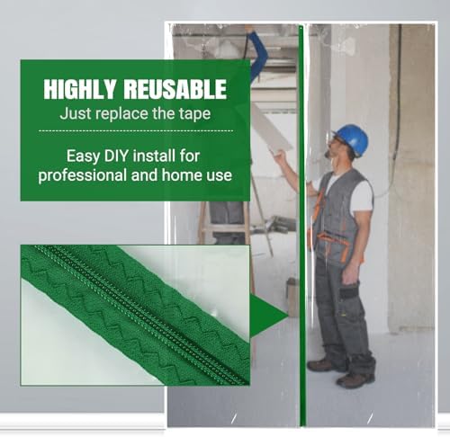 CALPALMY Plastic Zipper Door Dust Protector, 4 ft x 7 ft Heavy-Duty Plastic - Image 6