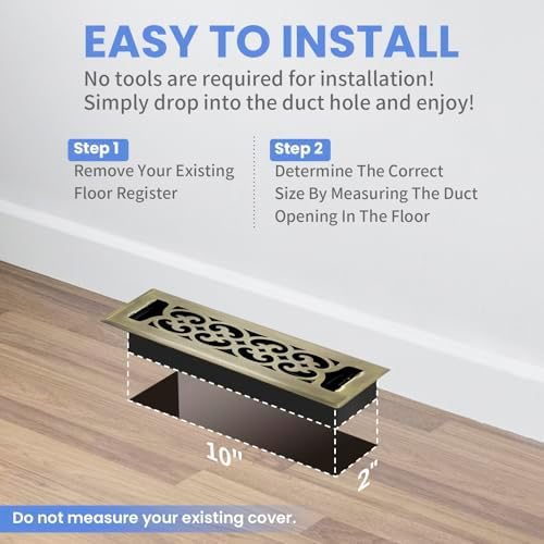 Howeall 2x10 Inches 2 Pack Heavy Duty Walkable Floor Register Easy Adjust Air - Image 6