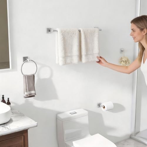 KLJKPA Brushed Nickel Bathroom Hardware Set, 24 inch Bathroom Towel Holder - Image 6