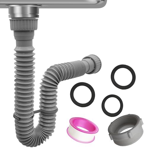 Flexible Sink Drain Pipe 1 1/2" 1 1/4" Sink P Trap, Adjustable Kitchen by Unknown