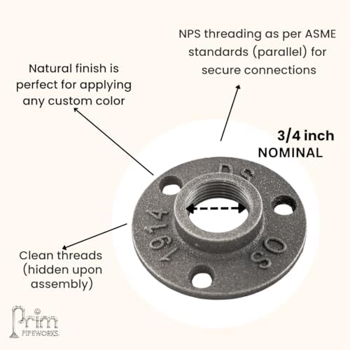 3/4" FLANGE: Industrial Threaded Black Iron Pipe Fittings; Natural - Image 2