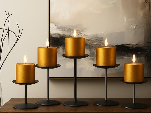 smtyle Black Candle Stands for Pillar Candles, Reversible Set of 5 | Five - Image 6