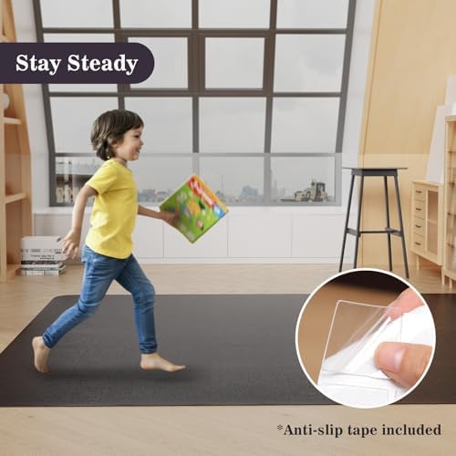 5'×8' Black Floor Mat for Under Dining Room Table, Durable Plastic Area Rug - Image 5