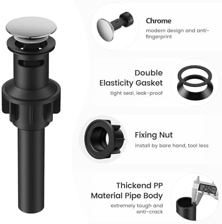 Bathroom Sink Drain with Overflow with Hair Catcher Anti-Clog Sink Strainer - Image 6