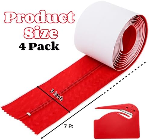 4 Pack Heavy Duty Dust Protector Zipper, 7 Ft Long x 3 in Wide - Image 2