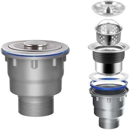 3-1/2 ‘’Kitchen Sink Drain Assembly Kit 304 Stainless Steel Sink Strainer Drain by QruiLanTu