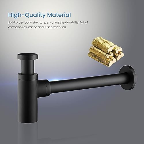KIBI Round Bottle Trap for Bathroom Sink | Decorative Brass Basin Sink Waste - Image 3