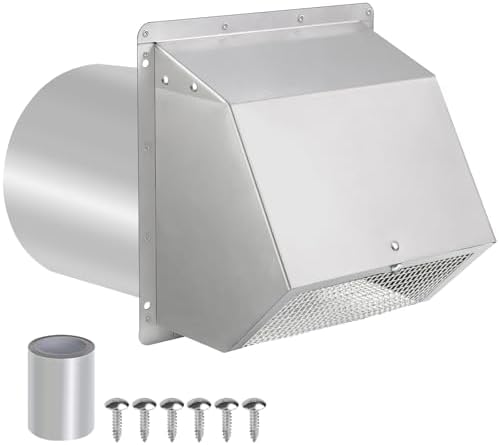 8 inch Wall Vent Cover, Exhaust Vent Hooded Wall Vent by JYINCPED