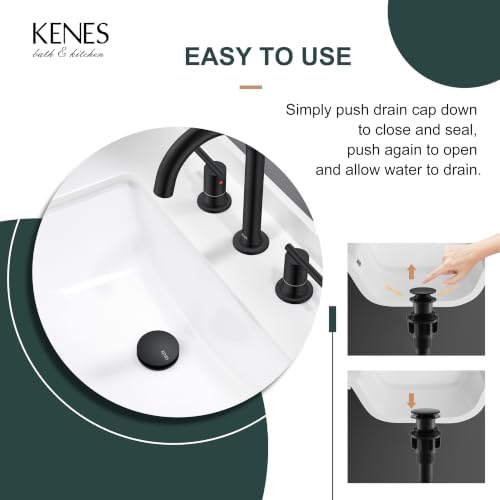 KENES 2 Pack Black Pop Up Bathroom Sink Drain Assembly Without Overflow - Image 5
