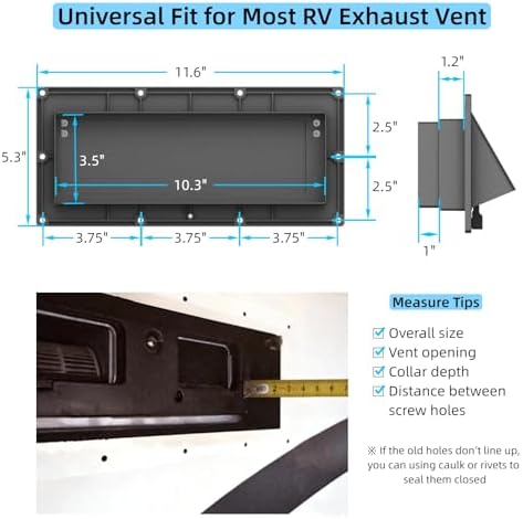 Aluminum RV Exhaust Range Vent Cover No-Cutting 1.2-2.2" Depth - Image 2