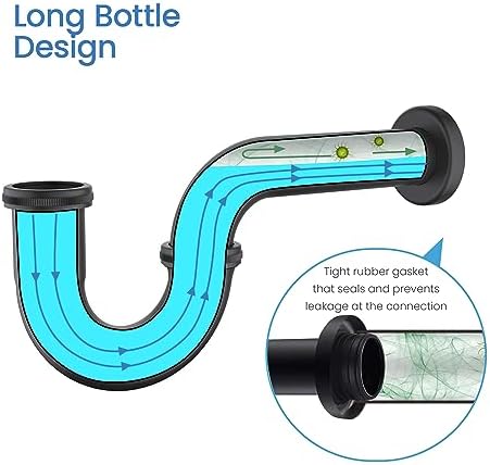 KIBI 1.5-inch Bottle P-Trap for Bathroom Sink | Decorative Brass Waste Drain - Image 4