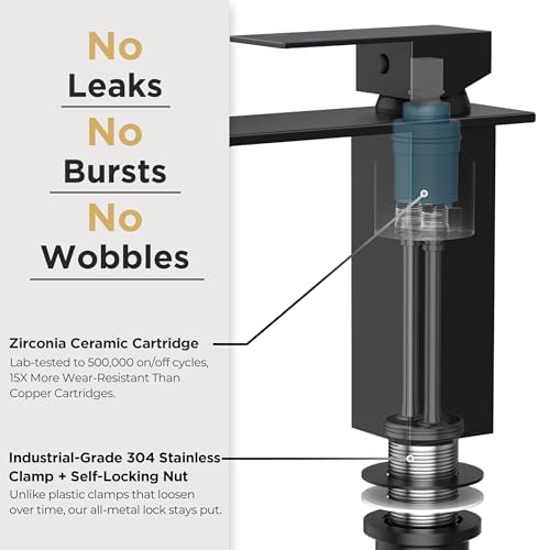 FORIOUS Bathroom Faucet 1 Hole Single Handle Vanity Sink Faucet Matte Black - Image 5