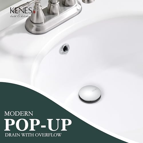 KENES Chrome Pop Up Bathroom Sink Drain Assembly - Image 2