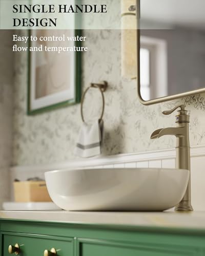 Homevacious Vessel Sink Faucet Brushed Gold Waterfall Tall Bathroom Faucet - Image 3