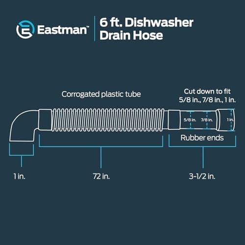 Eastman 6 Foot Dishwasher Drain Hose, Fit - Image 2