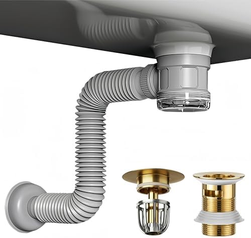 Bathroom Sink Drain Kit with Clear Bottle Trap and Flexible Water Seal Pipe by Unknown