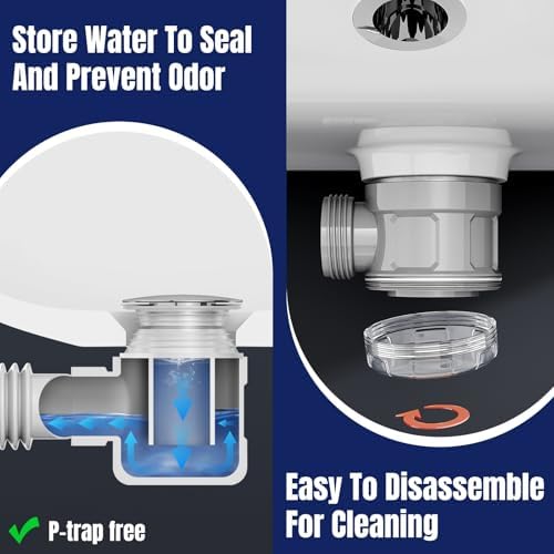 Bathroom Sink Drain Kit with Clear Bottle Trap and Flexible Water Seal Pipe - Image 3