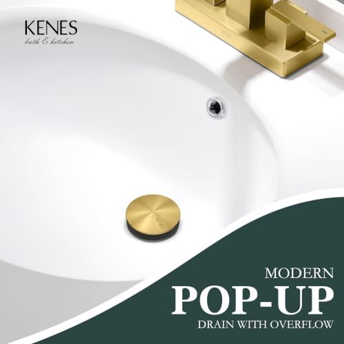 KENES 2 Pack Brushed Gold Pop Up Bathroom Sink Drain Assembly - Image 2