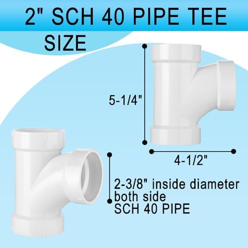 Asterbacks 2 inch PVC Tee T Schedule 40 White Pipe Fittings Connectors PPT-753 - Image 3