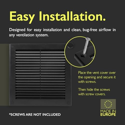 8 x 8 Inch Black Air Vent Cover – Plastic Square Air Vent Grill Cover - Image 3