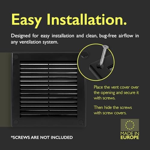 6 x 6 Inch Black Air Vent Cover – Plastic Square Air Vent Grill Cover - Image 3