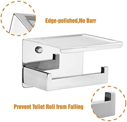 HITSLAM Toilet Paper Roll Holder Polished Chrome, Adhesive Mount, No Wobble - Image 5