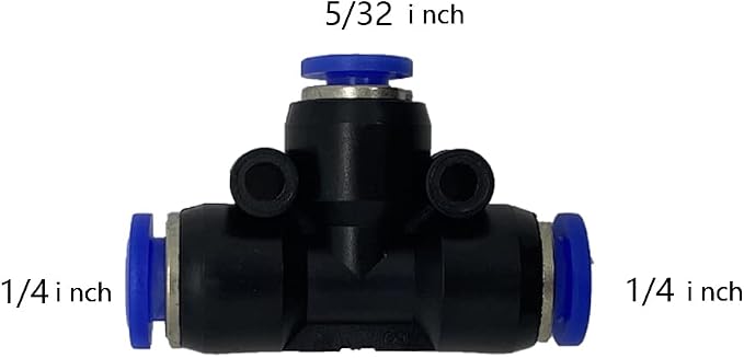 5 Pcs 1/4" x 5/32"x 1/4" Pneumatic T Shaped 3 Way Tube Reducer Connector - Image 2