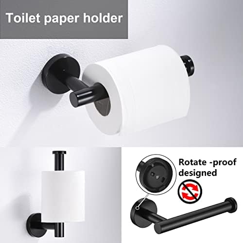 6 Pieces Matte Black Bathroom Hardware Accessories Set Hand Towel Ring 16&23.6 - Image 4