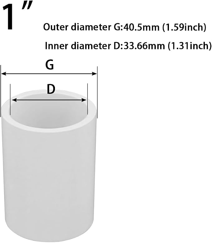 1’’ PVC Coupling 2 Way Pipe Fittings, Furniture Grade Schedule 40 Socket x - Image 2
