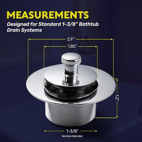 SUPPLYGIANT Lift and Turn Tub Drain Stopper, 1-3/8 Bathtub Drain Assembly - Image 6