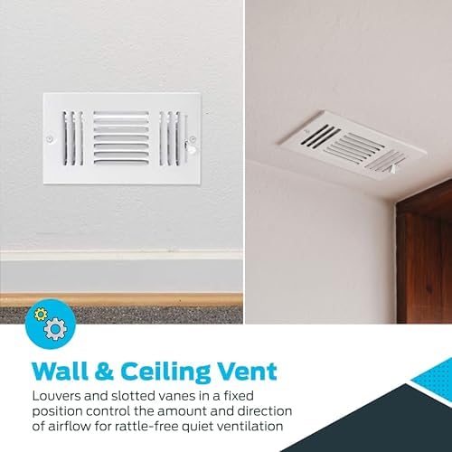 EZ-FLO 8 x 4 Inch Three-Way Ventilation Steel Sidewall/Ceiling Register - Image 6