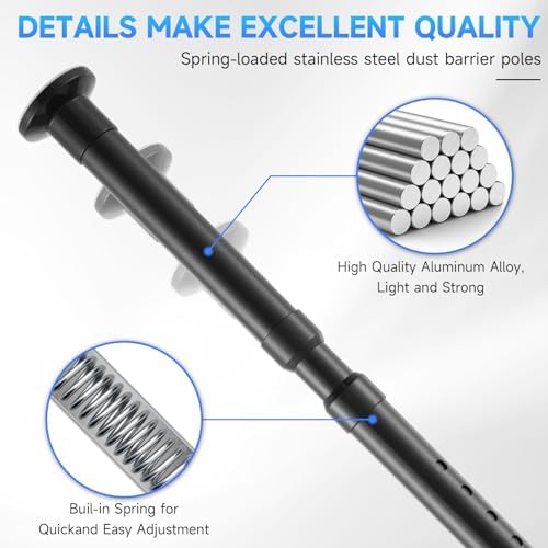 10FT Dust Barrier Poles, 4 Pack Stainless Steel Zipper Walls Poles - Image 4
