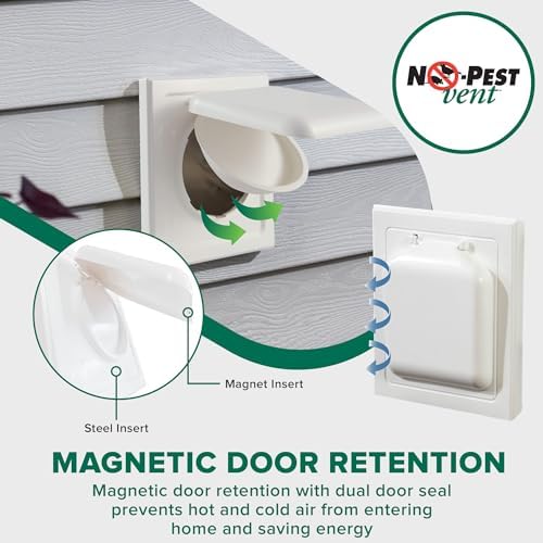NO-PEST VENT Dual Door Dryer Vent Cover 4 Inch Outdoor, Made in USA, Highest - Image 4