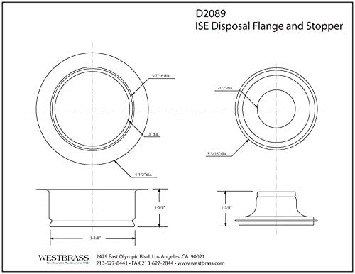 Westbrass R2089-07 4-1/4" Kitchen Sink Waste Disposal Drain Flange and Stopper - Image 2