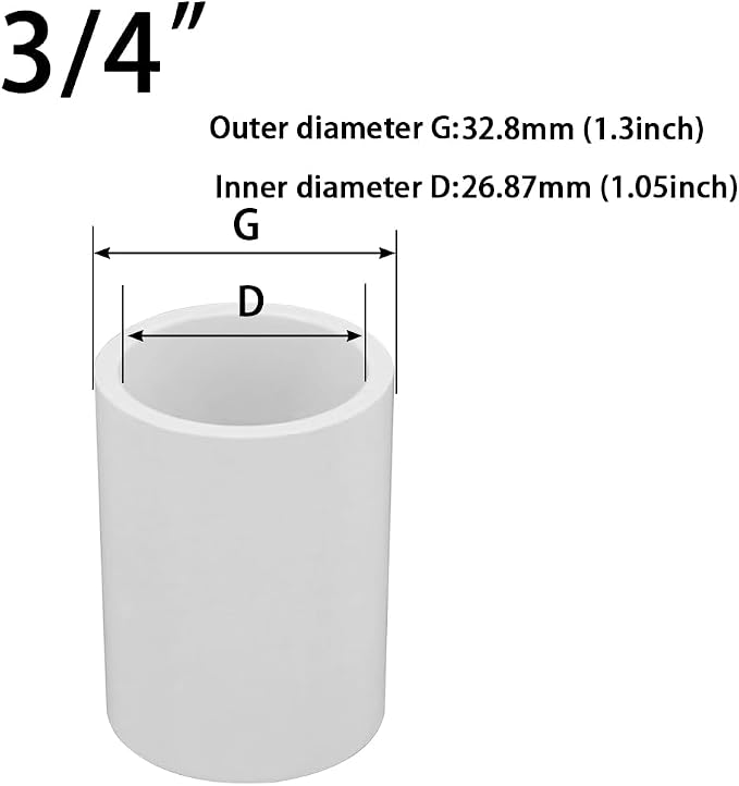 3/4’’ PVC Coupling 2 Way Pipe Fittings, Furniture Grade Schedule 40 Socket x - Image 2