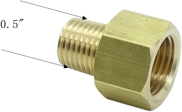 1 Piece 1/4" NPT Pipe Male x M16 x1.5 Female Metric Gauge Adapter Brass - Image 2