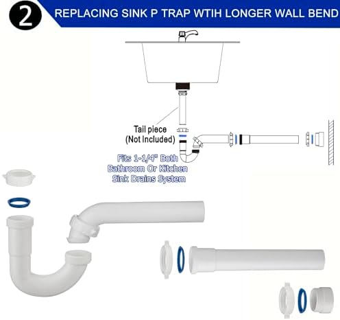 Yariwiz 1-1/4 inch White Bathroom Drain Kit - Image 4
