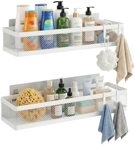PUSDON 16.5-Inch Extra Long Slim Mesh Shower Caddy, Wall Mounted Bathroom by PUSDON