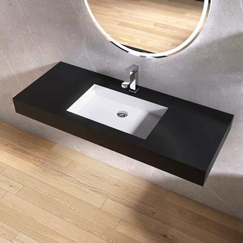 47"X19" Bathroom Sink with Single Faucet Hole, Stone Resin Wall-Mount or - Image 5