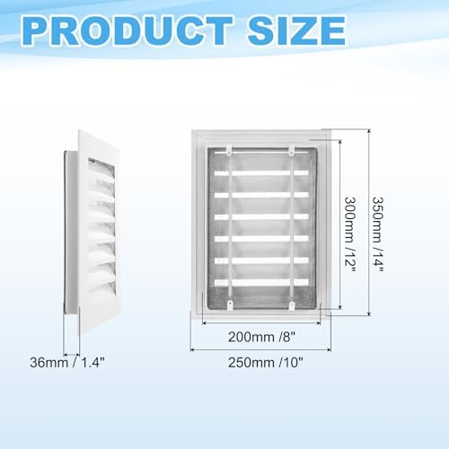 PATIKIL 14 x 10 Inch Gable Vent, 8 x 12 Inch Duct Opening Size - Image 2