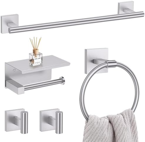 Lairuier Bathroom Hardware Set Brushed Nickel, Towel Holder Set Wall Mount by LairuierBathroomHardwareSet