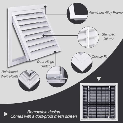 White Air Return Grille, Aluminum Access Panel - Image 3