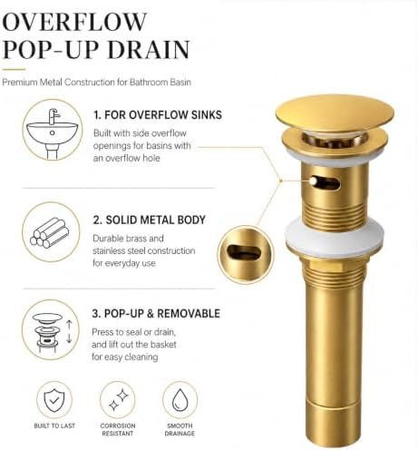 Metal Pop Up Bathroom Sink Drain - Image 5