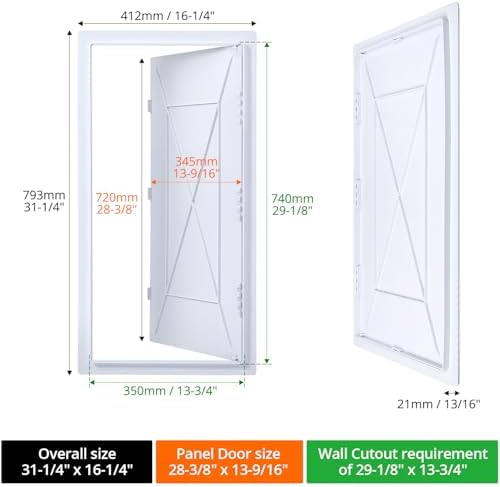 QWORK Access Panel for Drywall, 14 x 29 Inch ABS Plastic Access Door, Removable - Image 2