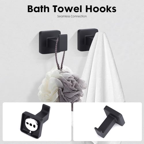 4-Piece Black Bathroom Hardware Set, Include Toilet Paper Holder, Hand Towel - Image 4
