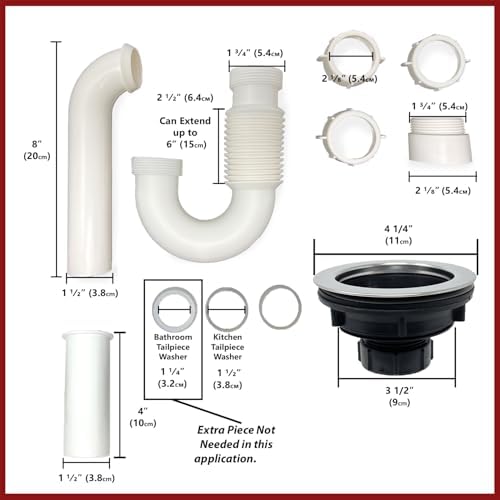 Corrugated P-Trap Drain Kit, All-In-One Plumbing Set - Image 2