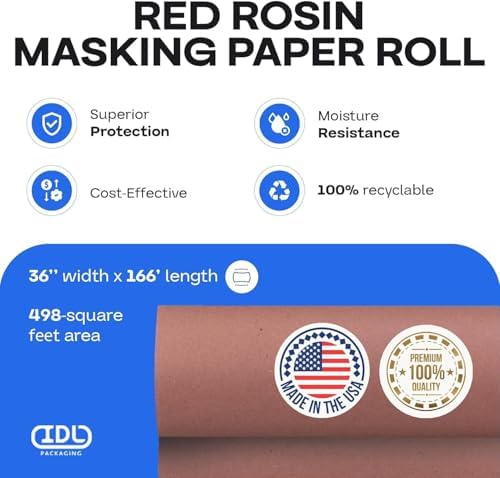IDL Packaging Red Rosin Masking Paper 36" x 1992", Surface Protection - Image 2