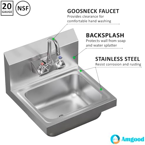 Stainless Steel Wall Mounted Hand Sink 12 in. x 16 in. - Image 5