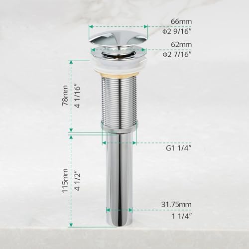 Lefton Pop-up Bathroom Sink Drain Stopper Without Overflow - Image 2